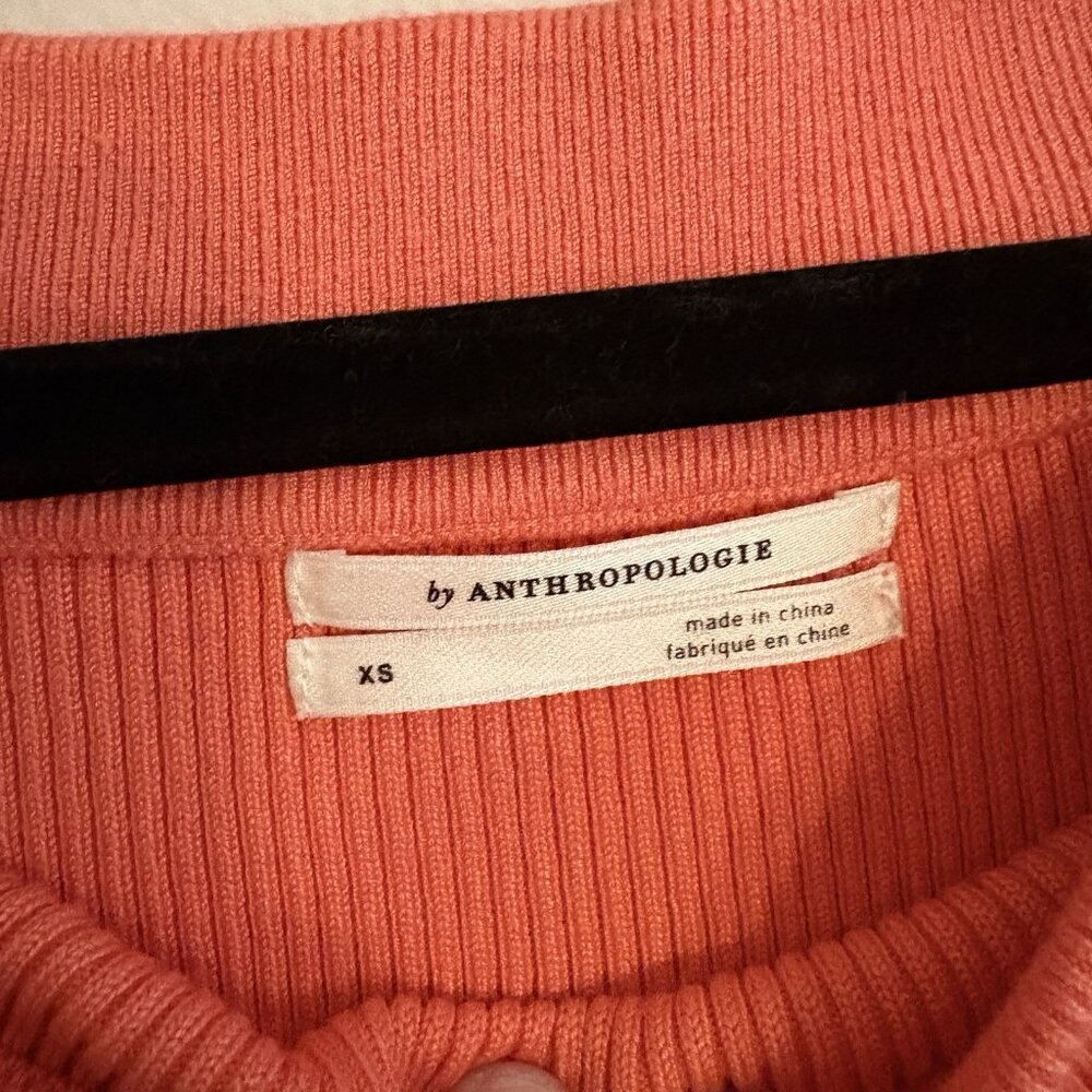 Anthropologie Women XS Coral Ribbed Classic Minuet Off The Shoulder Knit Top - Picture 7 of 10